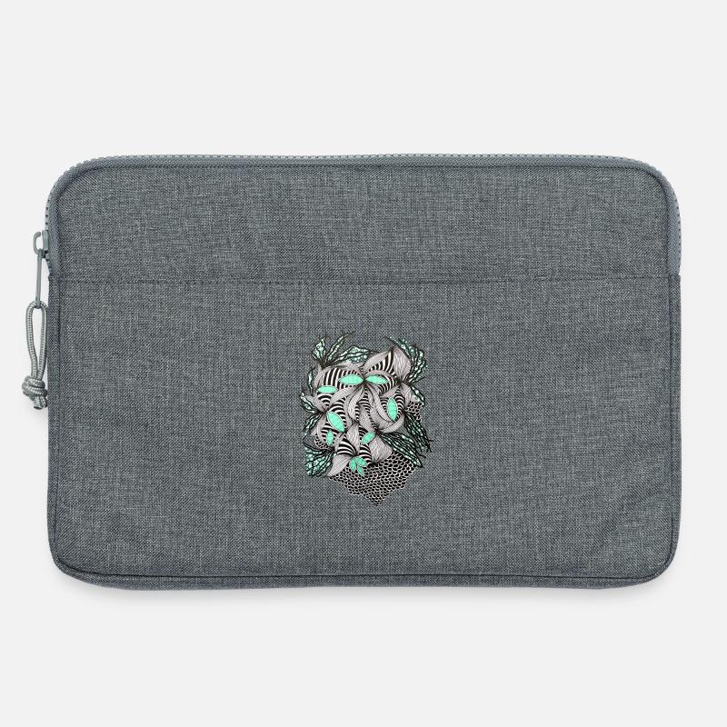 Linienblumen Muster Mintakzent - Laptoptasche 13" - Grau meliert