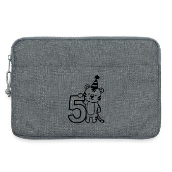 Tigre de fête avec illustration de dessin animé numéro 5 - Sacoche pour ordinateur portable 13 pouces - gris chiné - Devant