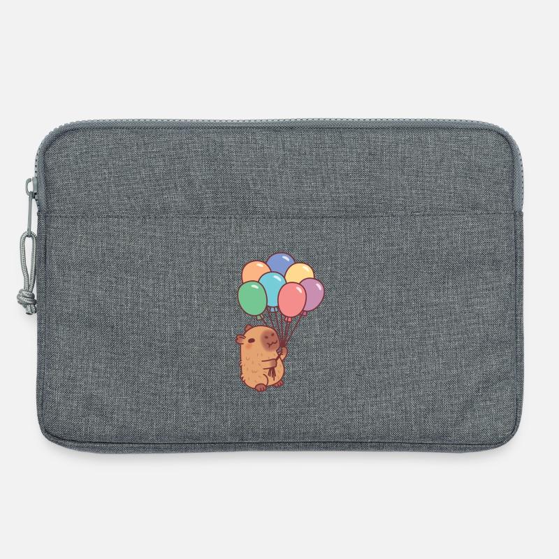 Niedliche Kapybara, die bunte Luftballons hält - Laptoptasche 13" - Grau meliert