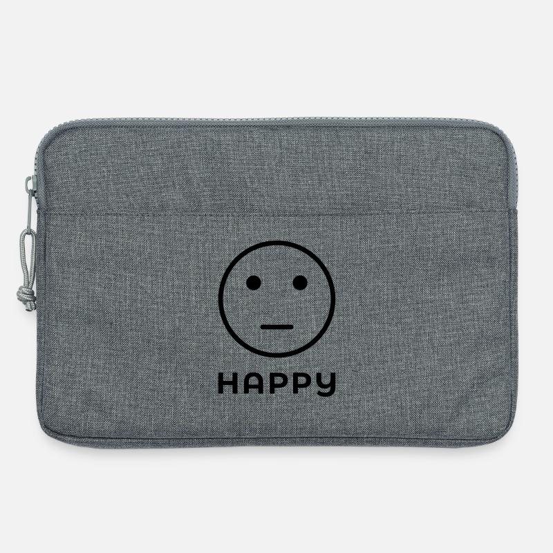 "GLÜCKLICHES" Neutrales Gesicht - Laptoptasche 13" - Grau meliert