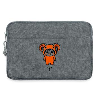 Sternzeichen Widder im Kawaii Style - Laptoptasche 13" - Grau meliert - Vorne