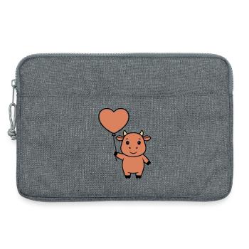 Mignonne Vecteur d’amour en forme de cœur de vache - Sacoche pour ordinateur portable 13 pouces - gris chiné - Devant