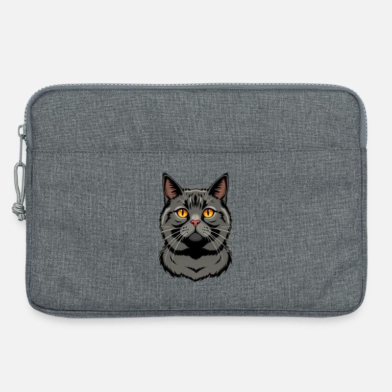 schwarze Katze britisch Kurzhaar - Laptoptasche 13" - Grau meliert