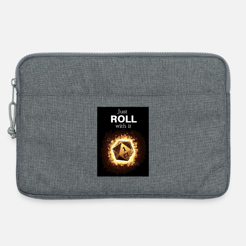Just Roll With It Retro D20 Gold Dice - Laptoptasche 13" - Grau meliert