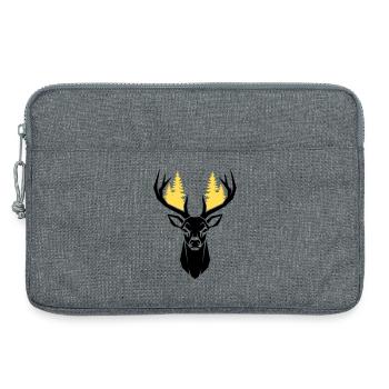  Hirschkopf Wald Silhouette - Laptoptasche 13" - Grau meliert - Vorne