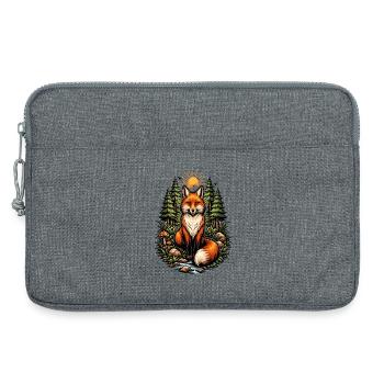 Fuchs im Wald bei Sonnenaufgang - Laptoptasche 13" - Grau meliert - Vorne