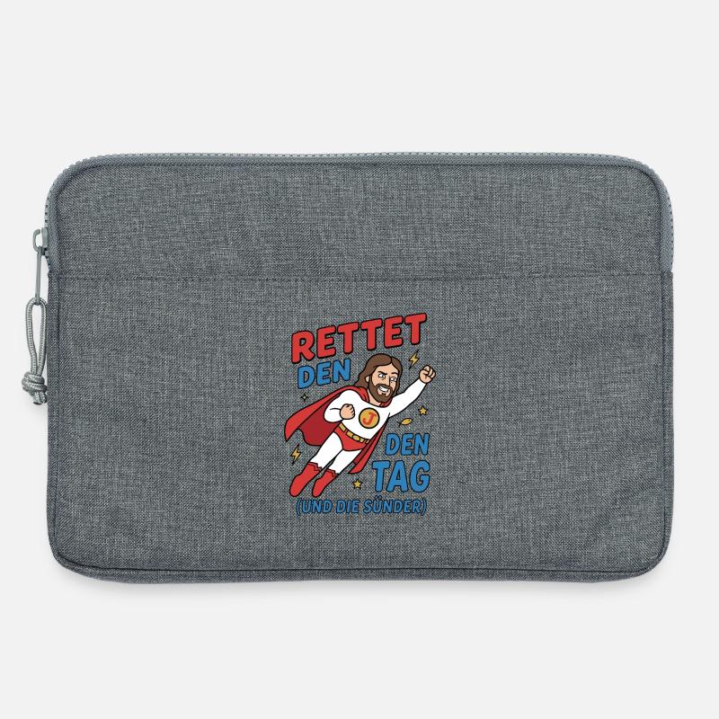 Rettet den Tag Jesus Humor Design - Laptoptasche 13" - Grau meliert