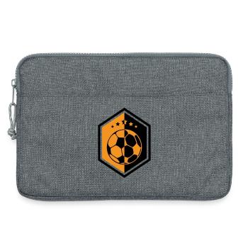 Écusson Football Orange : L'Armure du Capitaine - Sacoche pour ordinateur portable 13 pouces - gris chiné - Devant
