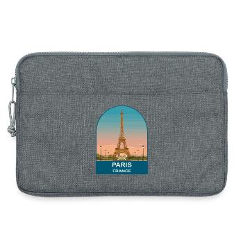 Paris France Affiche de voyage vintage de la Tour Eiffel - Sacoche pour ordinateur portable 13 pouces - gris chiné - Devant
