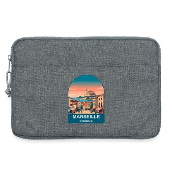Poster de voyage vintage à Marseille, France, Port City - Sacoche pour ordinateur portable 13 pouces - gris chiné - Devant