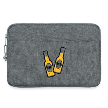 2 Bierflaschen Stoßen An (Bier Biertrinker POS 2C) - Laptoptasche 13" - Grau meliert - Vorne