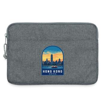 Hong Kong Star Ferry Skyline Retro Sunset Badge - Laptop bag 13" - heather grey - Front