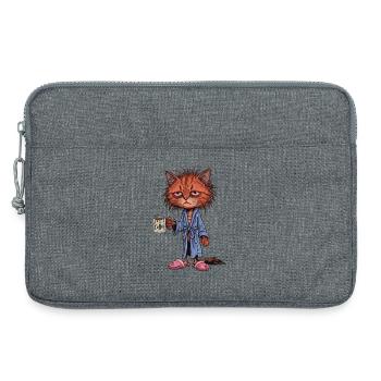 Tired Coffee Cat - Laptop bag 13" - heather grey - Front