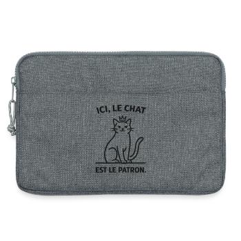  Ici Le Chat Est Le Patron - Sacoche pour ordinateur portable 13 pouces - gris chiné - Devant