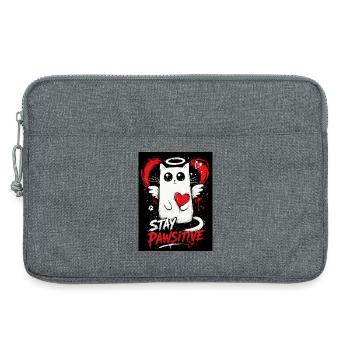 Graffiti de chat Stay Pawsitive - Sacoche pour ordinateur portable 13 pouces - gris chiné - Devant