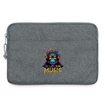 Chimpanzé coloré – Ma vie pour la musique - Sacoche pour ordinateur portable 13 pouces - gris chiné - Devant