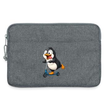 Cute Penguin Cartoon on Scooter - Laptop bag 13" - heather grey - Front