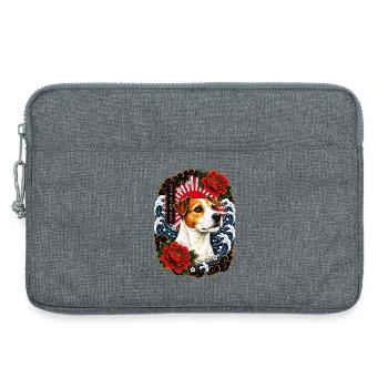 Jack Russell Terrier im Japan Tattoo Stil - Laptoptasche 13" - Grau meliert - Vorne