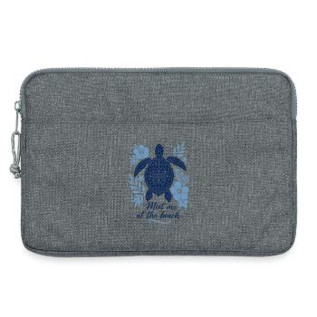 Meet me at the Beach – Schildkröte im Mandala-Stil - Laptoptasche 13" - Grau meliert - Vorne