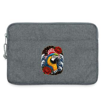 Ara Papagei im japanischen Irezumi Tattoo Stil - Laptoptasche 13" - Grau meliert - Vorne