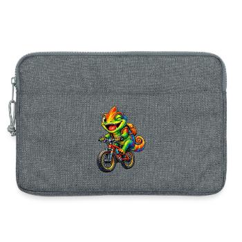Chamäleon auf dem Fahrrad - Laptoptasche 13" - Grau meliert - Vorne