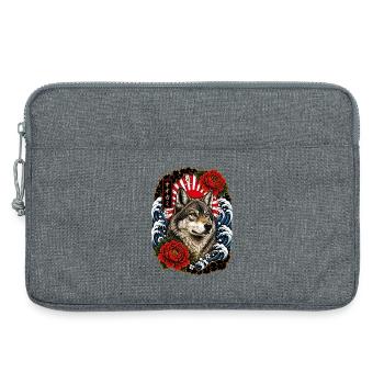 Wolf im japanischen Irezumi Tattoo Stil - Laptoptasche 13" - Grau meliert - Vorne
