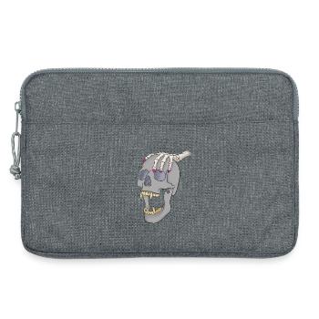 Schädel mit Hand - Laptoptasche 13" - Grau meliert - Vorne