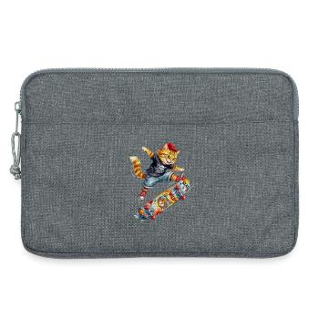 Cool Skating Cat Skateboard Watercolor Design - Laptoptasche 13" - Grau meliert - Vorne