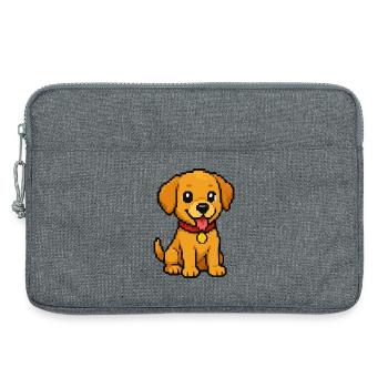 Chiot Pixel avec ruban rouge - Sacoche pour ordinateur portable 13 pouces - gris chiné - Devant
