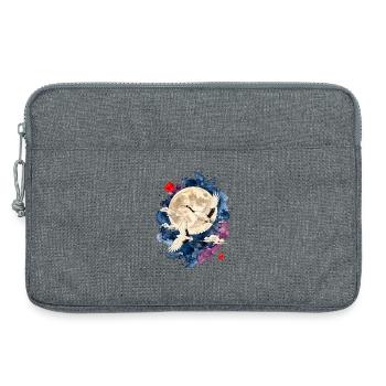 Japan Kraniche Vollmond Aquarell - Laptoptasche 13" - Grau meliert - Vorne