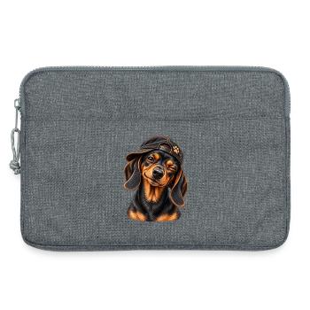 Frecher Dackel – Kleiner Charmeur - Laptoptasche 13" - Grau meliert - Vorne