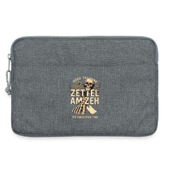 Zettel am Zeh Totenkopf Motiv - Laptoptasche 13" - Grau meliert - Vorne