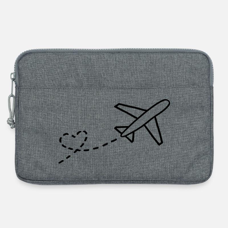 Herz und Flugzeug - Laptoptasche 13" - Grau meliert