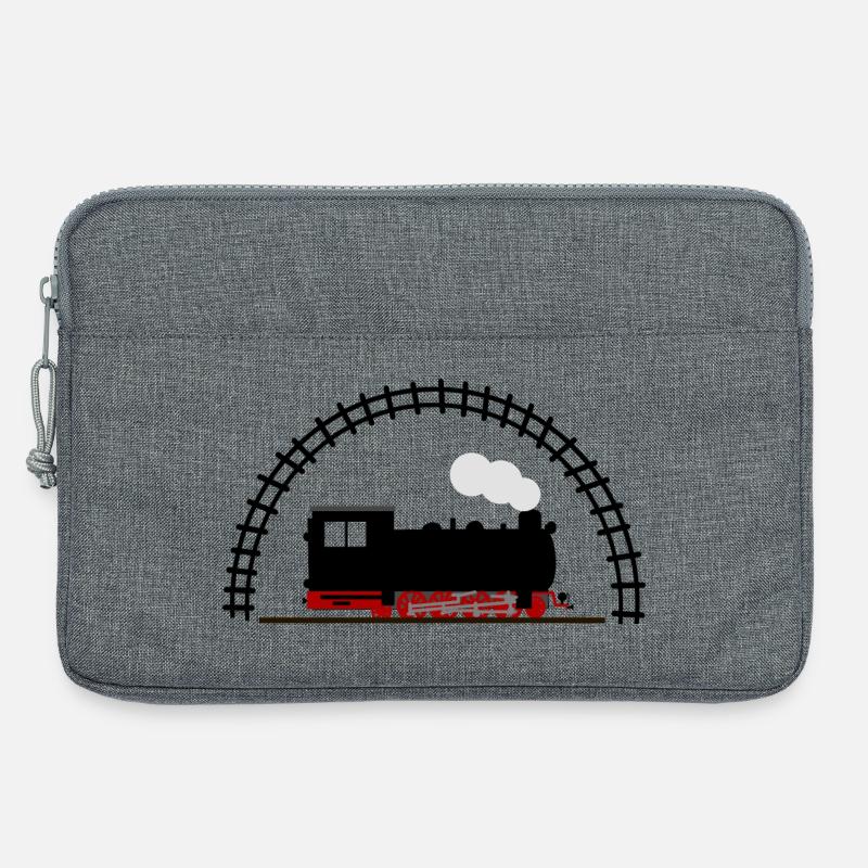 Dampflok Schiene Eisenbahn - Laptoptasche 13" - Grau meliert