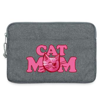 Graphique rose audacieux de la Maman Chat - Sacoche pour ordinateur portable 13 pouces - gris chiné - Devant