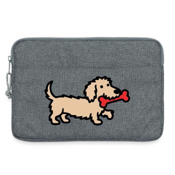 Terrier Doodle Bone Comic - Laptop bag 13" - heather grey - Front