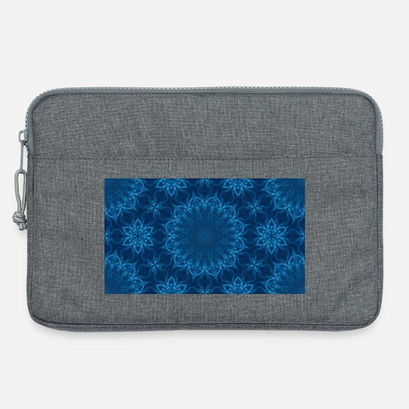 Blue Ocean Mandala Muster – Abstraktes Wasser-Kaleid - Laptoptasche 13" - Grau meliert