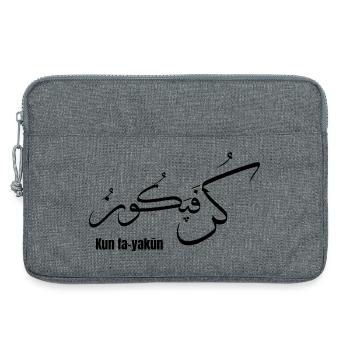 Calligraphie arabe Kun Fa Yakun  - Sacoche pour ordinateur portable 13 pouces - gris chiné - Devant