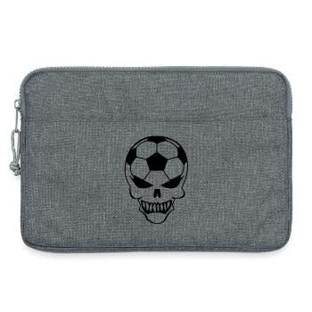 Fußball-Totenkopf - Laptoptasche 13" - Grau meliert - Vorne
