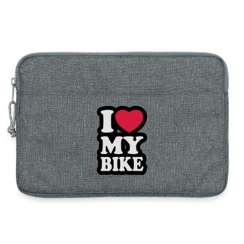 I love my bike - J'aime ma moto - Sacoche pour ordinateur portable 13 pouces - gris chiné - Devant