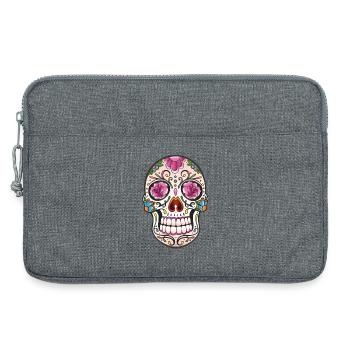Floral Sugar Skull Tattoo - Mexikanischer Stil - Laptoptasche 13" - Grau meliert - Vorne