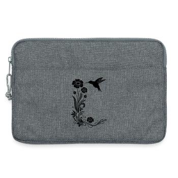 Kolibri mit Blumen und floraler Ranke - Laptoptasche 13" - Grau meliert - Vorne
