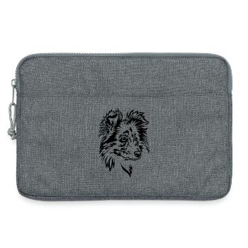 Sheltie Kopf - Laptoptasche 13" - Grau meliert - Vorne