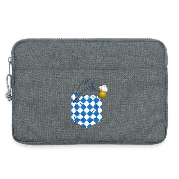 Delfin im Kirtag Pocket mit Bierkrug - Laptoptasche 13" - Grau meliert - Vorne