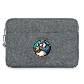 Loup et Hamburger | citation une faim loup humour - Sacoche pour ordinateur portable 13 pouces - gris chiné - Devant