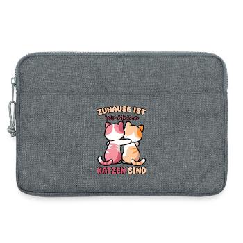 Lustiger Spruch Zuhause ist, wo meine Katzen sind - Laptoptasche 13" - Grau meliert - Vorne