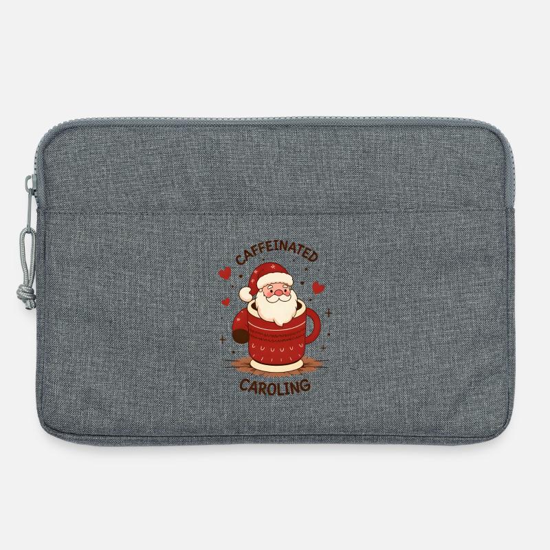 Süßer Kaffeetrinkender Weihnachtsmann - Laptoptasche 13" - Grau meliert