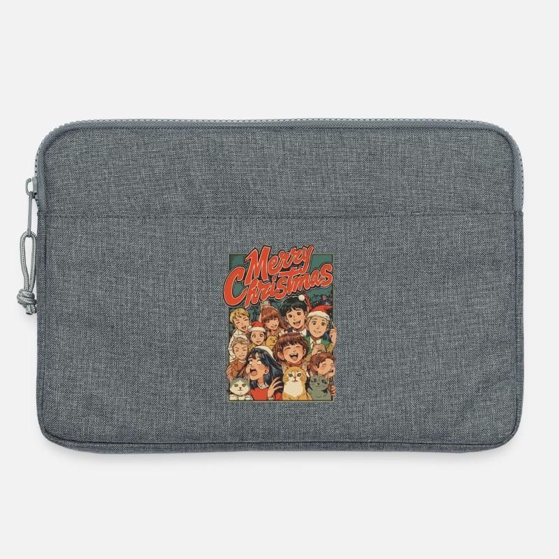 Retro Weihnachtskinder Katzen Cartoon - Laptoptasche 13" - Grau meliert