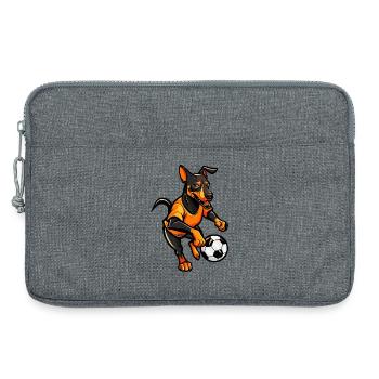 Chien de football en design de flamme - Sacoche pour ordinateur portable 13 pouces - gris chiné - Devant