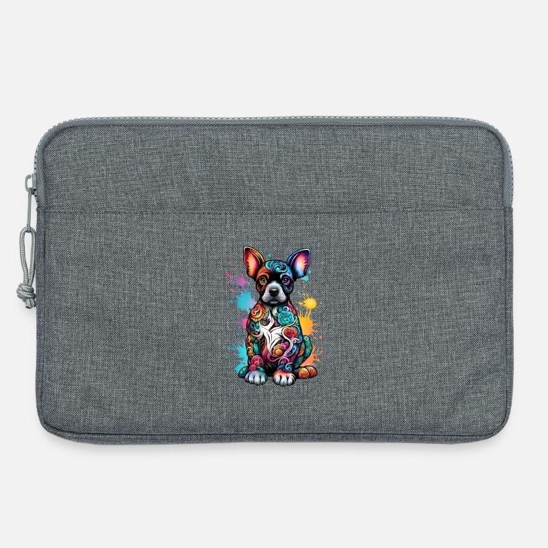 Kunterbunter Hund mit Farbspritzer - Laptoptasche 13" - Grau meliert